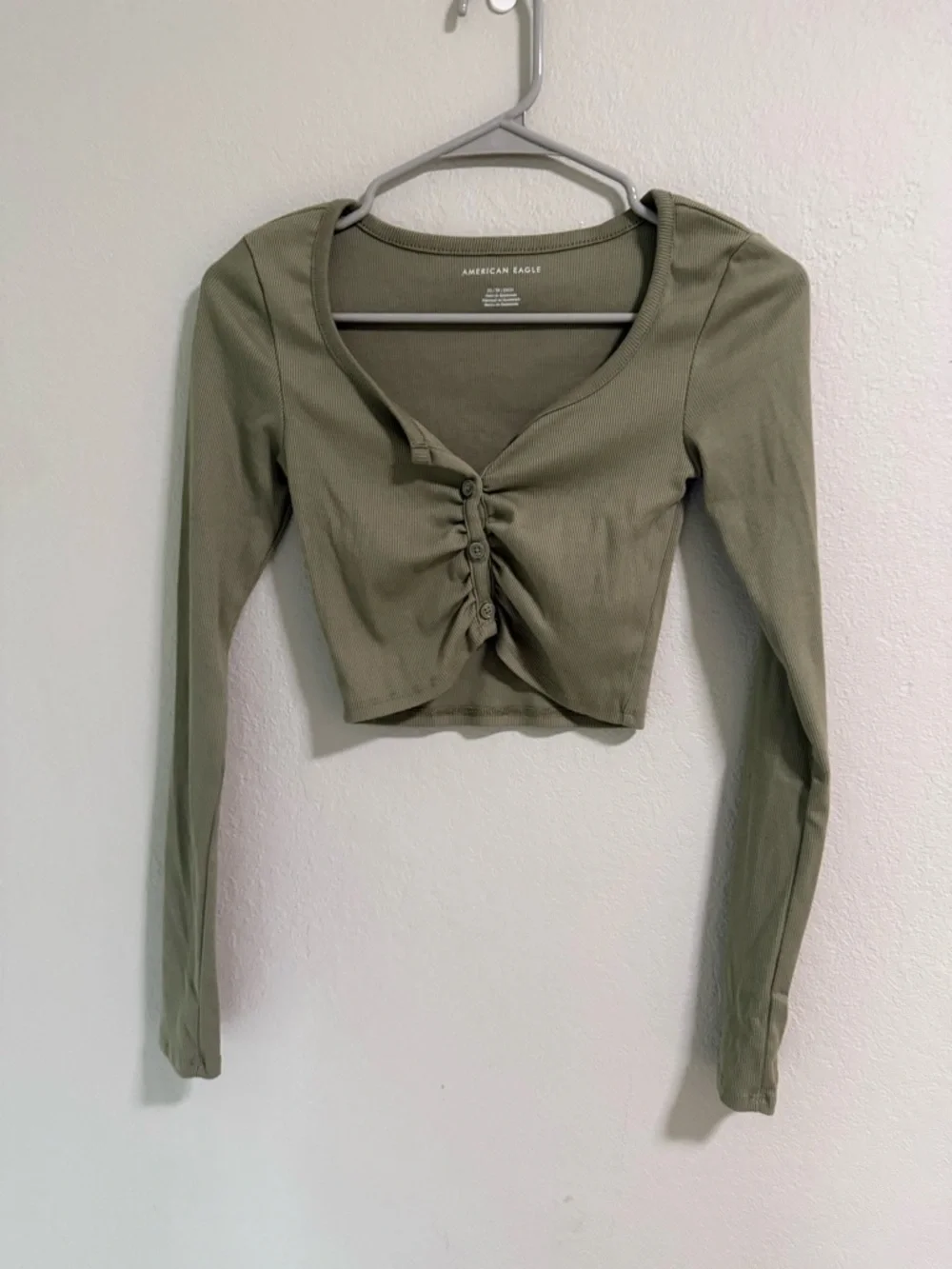 American Eagle Ribbed Crop Top Bundle XS Green Mustard Y2K - Picture 2 of 11